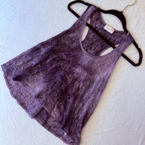 Crystal K Purple Lace Metallic Shimmer Racerback Tank Top Whimsygoth Medium